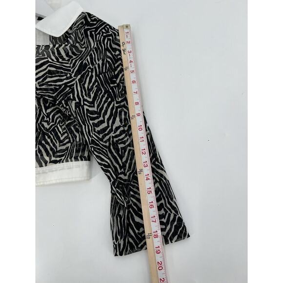 Jackets Galore Vintage Jacket Womens Small Black White Sheer Striped Zebra Zip - Picture 16 of 16